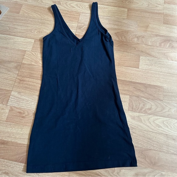 Abercrombie & Fitch V neck Fitted Navy Logo Cotton Dress - Picture 2 of 4
